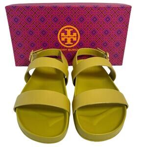 Tory Burch Double Strap Slingback Leather Upper T Logo Sport Sandals Size 8